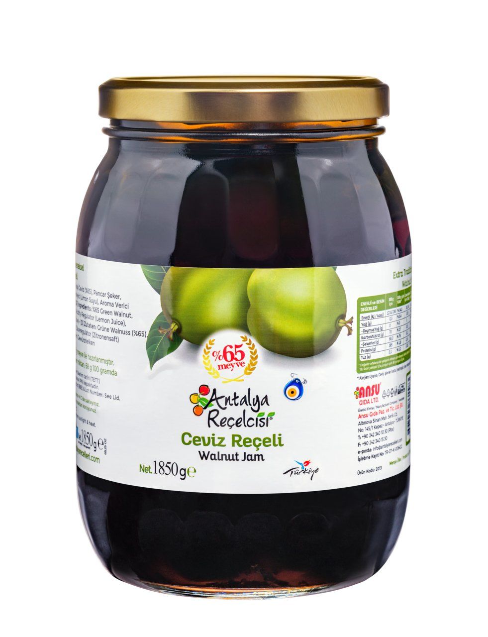 Antalya Reçelcisi Yeşil Ceviz Reçeli 1850g