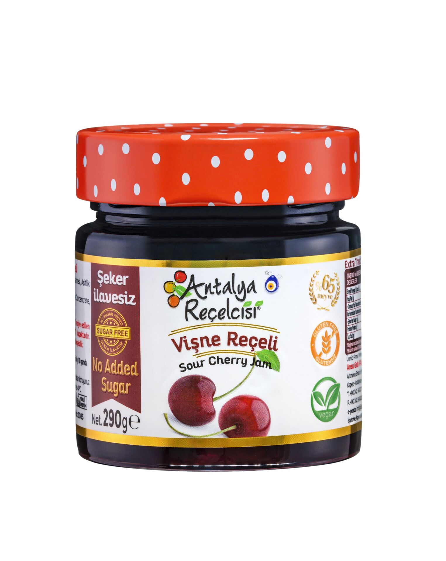 Antalya Reçelcisi Vişne Reçeli 290g Rafine Şeker İlavesiz