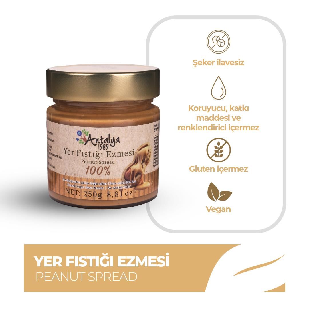 Antalya Reçelcisi 250g Yer Fıstığı Ezmesi | Glutensiz & Doğal Enerji