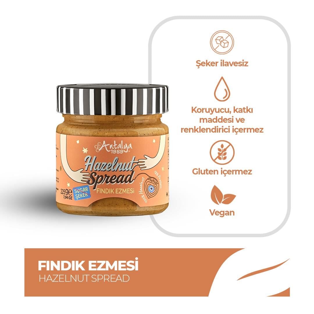 Antalya Reçelcisi 225g Fındık Ezmesi | Gerçek ve Yoğun Tat