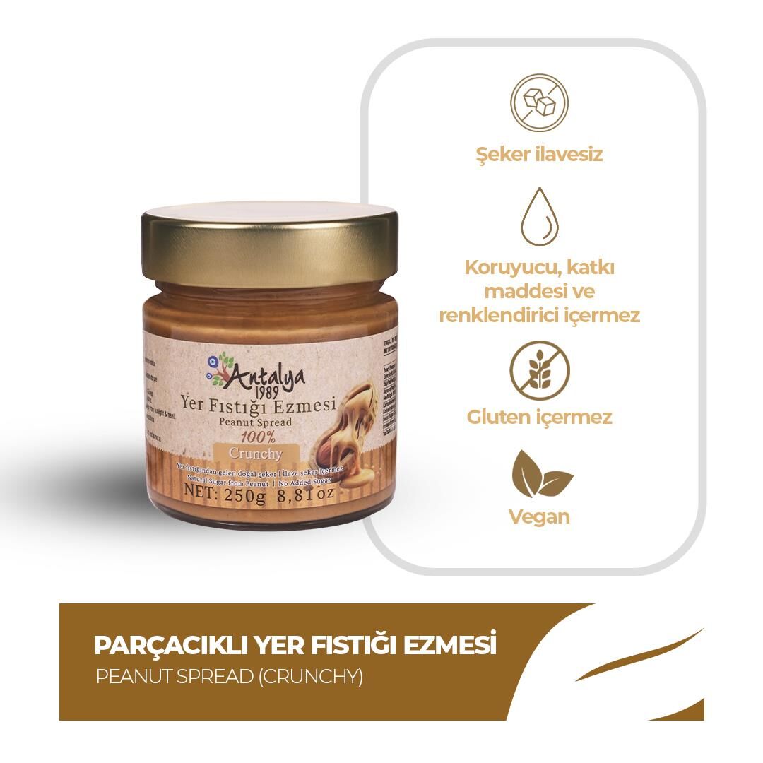 Antalya Reçelcisi 250g Sürülebilir Parçacıklı Yer Fıstığı Ezmesi