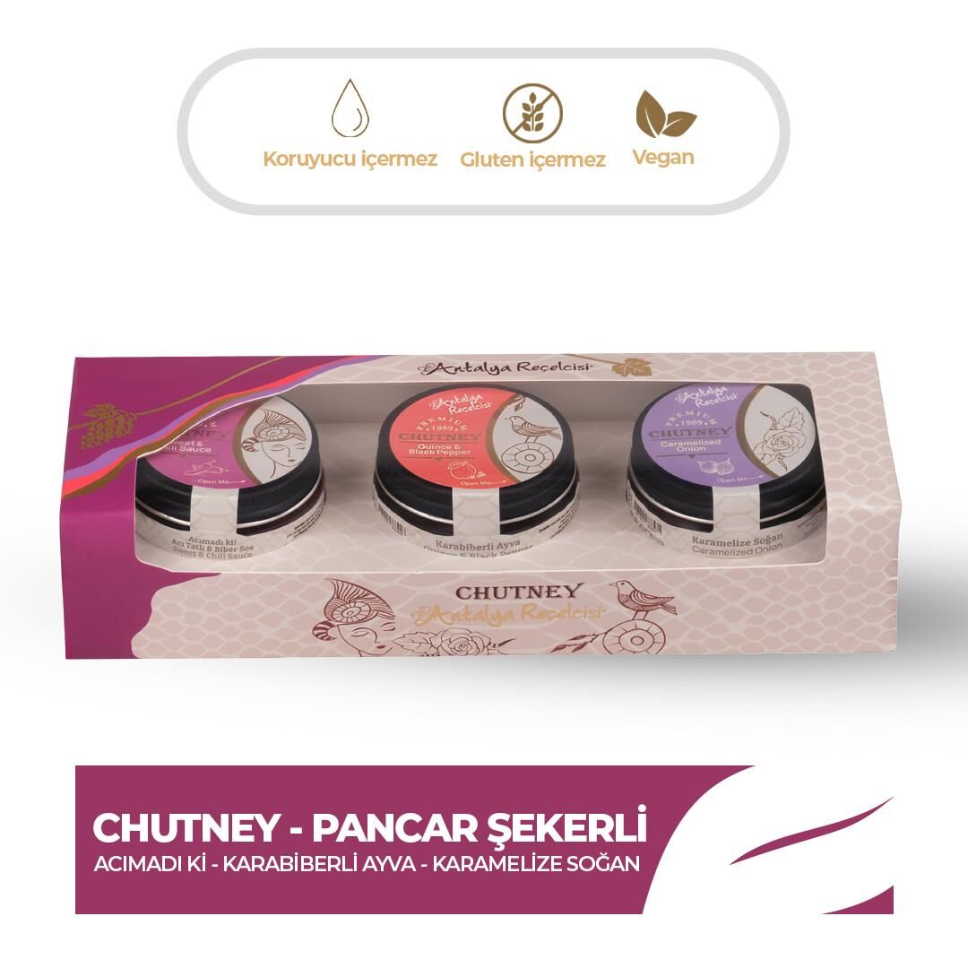Eşlikçi Chutney 3’lü Set – Pancar Şekerli | Antalya Reçelcisi