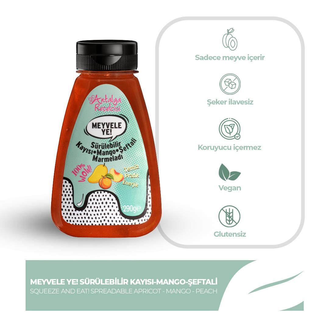 Sürülebilir Kayısı - Mango - Şeftali | Şekeri Meyveden | Meyvele Ye!  Antalya Reçelcisi