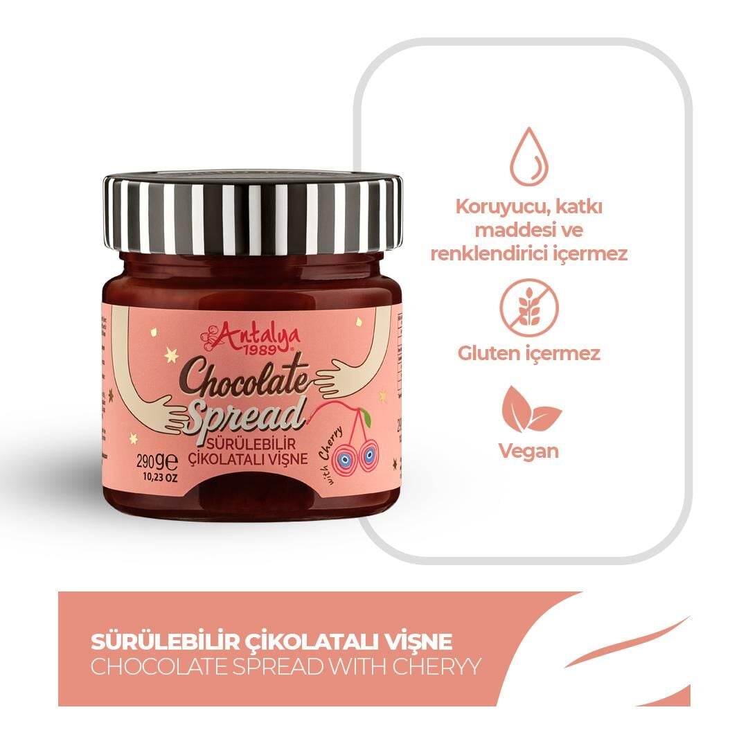 Antalya 1989 Sürülebilir Çikolatalı Vişne 290g | Antalya Reçelcisi